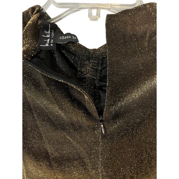 Nicole‎ Miller New York Metallic Ruched Top Long Sleeve Nylon Gold Women's Large - Picture 5 of 6